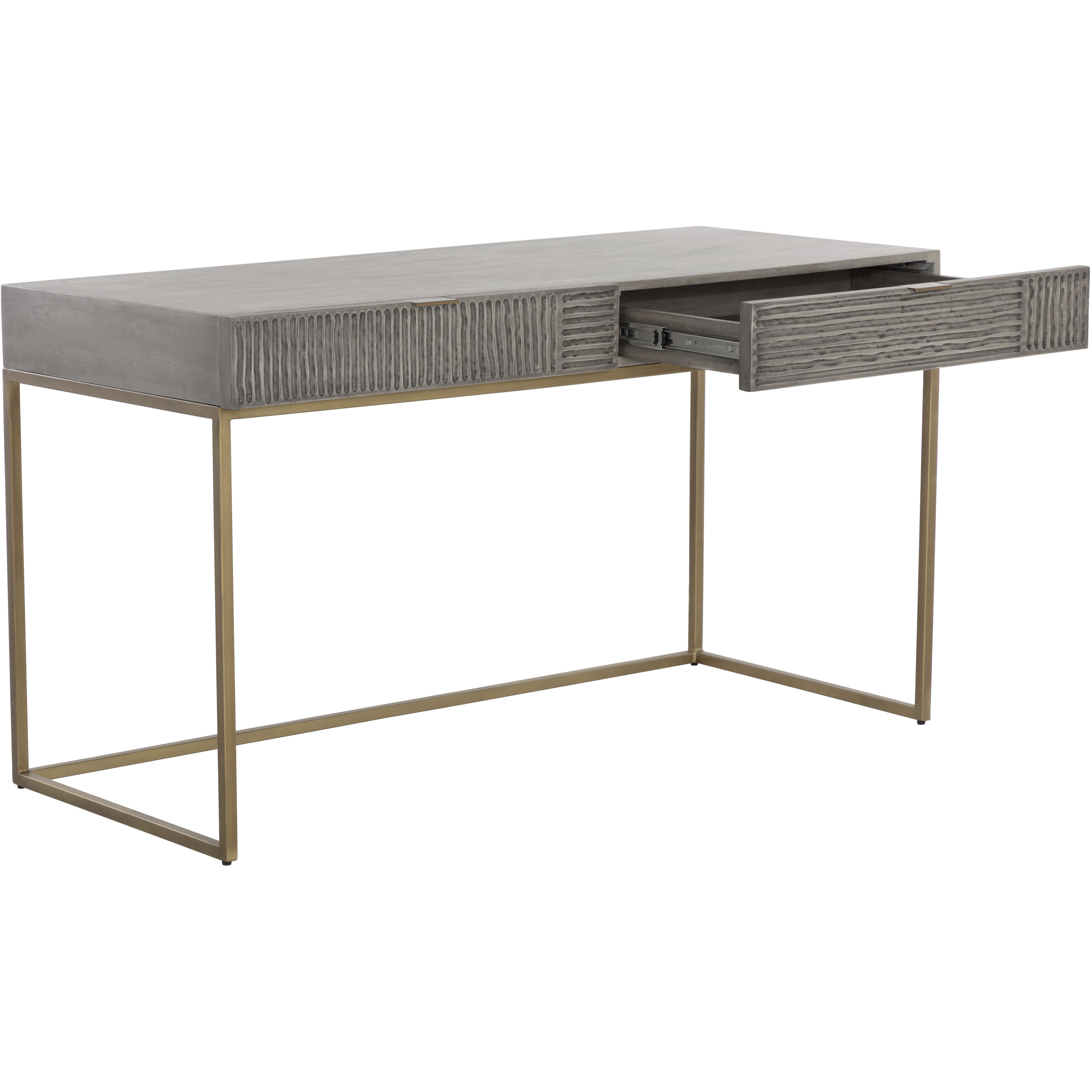 Markel 56 X 24.75 inch Grey / Antique Brass Desk